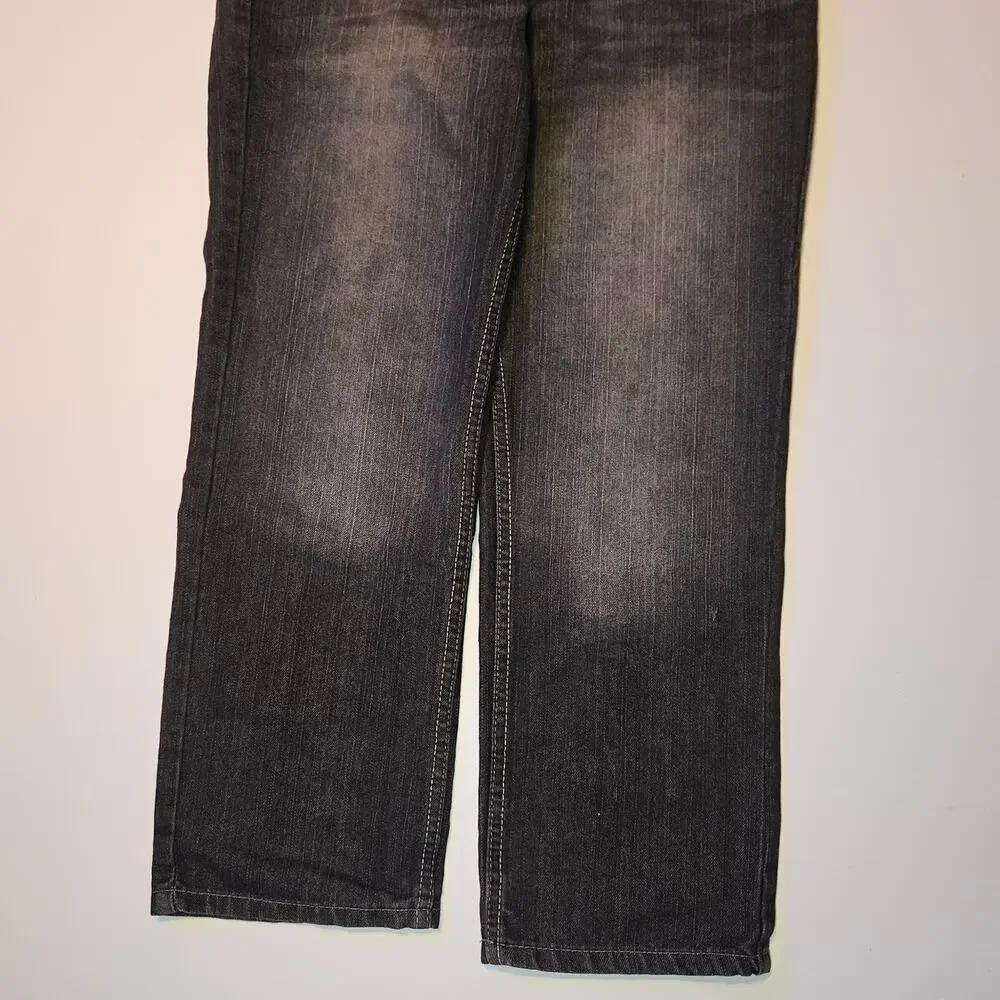 Akademiks Baggy Jeans Boys 12 Black Faded Y2K Hip Hop Skater Hipster Streetwear